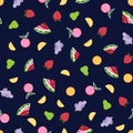 Seamless Fruit Pattern on navy Royalty Free Stock Photo