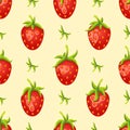 Seamless fruit pattern. Red strawberries on a light background.