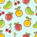 Seamless Fruit Pattern Vector, cool and colorful