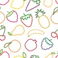 Seamless fruits and berries outline pattern