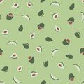 Seamless fruits pattern on green