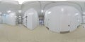 Seamless full spherical 360 degree panorama in equirectangular projection of clean white industrial building corridor