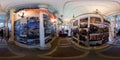 Seamless full spherical 360 degree panorama of indoor photo exhibition named 20 years without USSR