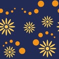 Seamless fun Sunny pattern on dark blue background