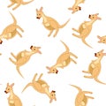 Seamless Funny Cartoon Kangaroo Royalty Free Stock Photo