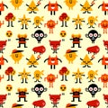 Seamless funny monsters pattern