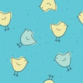 Seamless funny pattern with cute baby birds