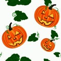 Seamless with funny pumpkins in a children's style Royalty Free Stock Photo