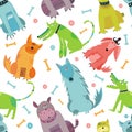 Seamless Funny vector dogs.