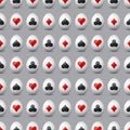 Seamless gambling background with red and black symbols