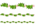 Seamless garland of leaves and flowers. Small pink flowers in green foliage - decorative border. Summer decoration Royalty Free Stock Photo
