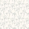 Seamless gentle vintage floral pattern with irises and poppy