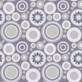 Seamless geometric abstract background in violet tones, decorative different size, rings, pattern suitable for design of wrapping