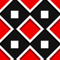 Seamless geometric background with square elements. Black and red 3d pattern Royalty Free Stock Photo
