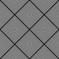 Seamless geometric checked op art pattern. 3D illusion Royalty Free Stock Photo