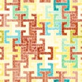 Seamless geometric embroidery pattern. Handmade, grunge texture. Bohemian print for home decor, carpets, pillows. Simple