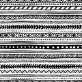 Seamless geometric ethnic pattern. Black and white.