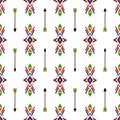 Seamless geometric ethnic traditional Native American Indian Navajo vector pattern vintage retro background colorful design with t Royalty Free Stock Photo