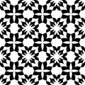 Seamless Geometric Floral Pattern. Black and White Texture Royalty Free Stock Photo