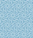 Seamless geometric floral pattern with wavy white lines on a blue background. Graphic texture. Vector illustration. Royalty Free Stock Photo