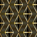 Seamless geometric golden Art Deco pattern. Vector fashion backdrop in vintage style Royalty Free Stock Photo