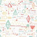 Seamless geometric hand drawn pattern in retro style, memphis. Can be used for fabric design, paper print and website Royalty Free Stock Photo