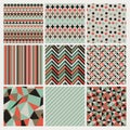 Seamless geometric hipster background set.