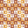 Seamless geometric and icon pattern with triangles and squares. Vector illustration Royalty Free Stock Photo