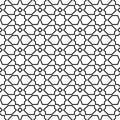 Seamless geometric ornament based on traditional islamic art. Black and white Royalty Free Stock Photo