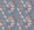 Seamless geometric patchwork pattern in pastel brown and blue tones. Quilt. Golf design. Print for fabric. Tapestry Royalty Free Stock Photo
