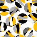 Seamless geometric pattern background, retro style, with circles, paint strokes and splashes Royalty Free Stock Photo