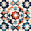 Seamless geometric pattern based on traditional islamic art ornaments. Colorful mosaic background. AI Generated Royalty Free Stock Photo