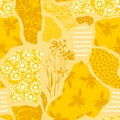 Seamless geometric pattern with bee. Modern abstract honey design.