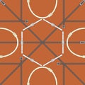 Seamless geometric pattern with belts and buckles. Complex vector print in khaki , silver, white and orange. Royalty Free Stock Photo