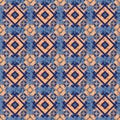 Seamless geometric pattern blue and orange for background, textile, wallpaper Royalty Free Stock Photo