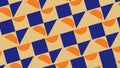 Seamless Geometric Pattern with Blue and Orange Shapes on Beige Background Royalty Free Stock Photo