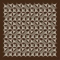 Seamless geometric pattern. Brown embossed texture. Volume decorative background. Vector dimensional design. Royalty Free Stock Photo
