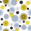 Seamless geometric pattern with circles and semicircles. Scandinavian style. Abstract modern background. Vector wallpaper for Royalty Free Stock Photo