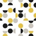 Seamless geometric pattern with circles and semicircles. Scandinavian style.