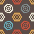 Seamless geometric pattern with colored hexagonal frames. Vector