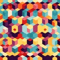 Seamless geometric pattern with colorful cubes. Abstract vector background. Generative AI Royalty Free Stock Photo