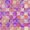 Seamless geometric pattern with colorful watercolor abstract overlapping shapes background Royalty Free Stock Photo