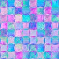 Seamless geometric pattern with colorful watercolor abstract overlapping shapes background Royalty Free Stock Photo