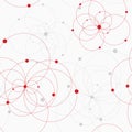 Seamless geometric pattern with connected circles and dots. Royalty Free Stock Photo