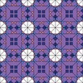 Seamless geometric pattern in dark colors. Abstract tiles from decorative elements of square shapes, rhombuses and squares, purple Royalty Free Stock Photo