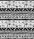 Seamless geometric pattern. Ethnic aztec tropical tribal floral flowers background Royalty Free Stock Photo