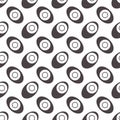 Seamless geometric pattern, eyes with eggs on white