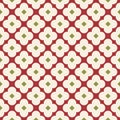 Seamless geometric pattern, fashion design in red, cream and chartreuse green colors.