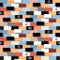 Seamless geometric pattern in flat style with colorful bricks