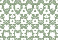 Seamless geometric pattern in green and white. Features symmetrical shapes resembling abstract Royalty Free Stock Photo